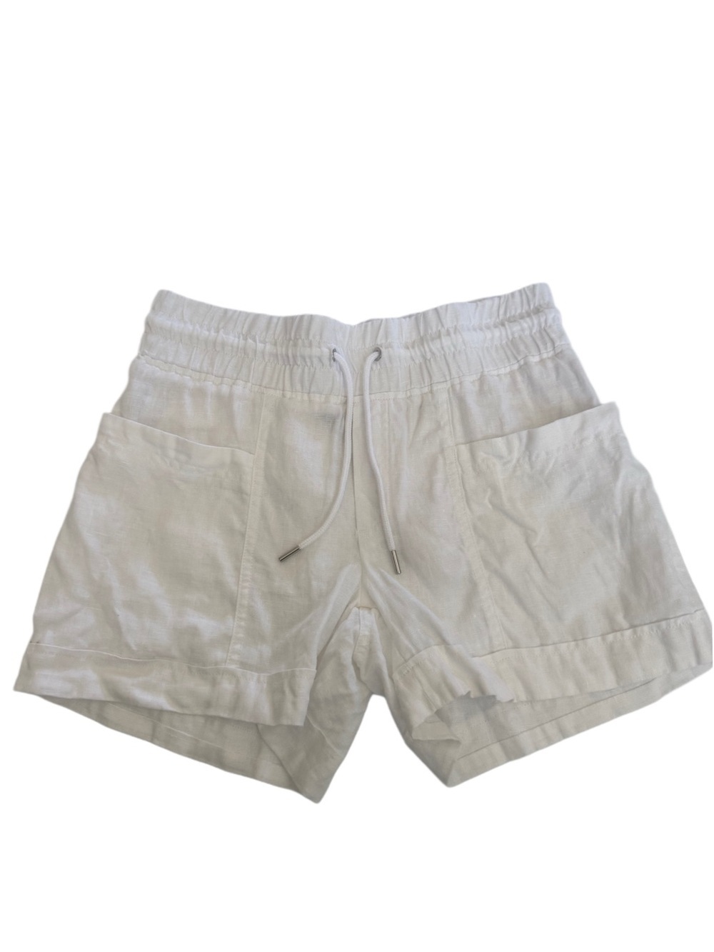 Athleta White Retreat Linen Mid Rise 4” Drawstring Lightweight Shorts Size 4
